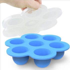 7 Holes Egg Bites Molds Silicone with Lid Reusable Baby Food Storage Container Freezer Ice Cube Trays Steamed Cake Mold Egg Poacher Instant Pot Access