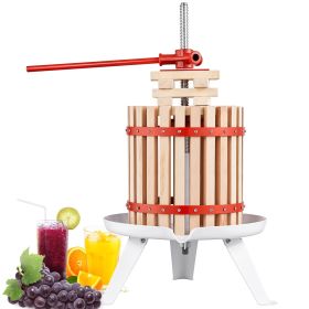 VEVOR Fruit Wine Press, 3.2 Gallon/12L, Solid Wood Basket with 6 Blocks, Manual Juice Maker