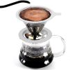 Pour Over Coffee Dripper With Stand Stainless Steel Reusable Drip Cone Coffee Filter Portable Pour-Over Coffee Maker Paperless Metal Fine Mesh Straine