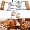 Set of 2 Bear Claw Pulled Meat Shredder Claws Stainless Steel Barbecue Forks for Shredding Handling & Carving Brisket Shredder for Pulling Lifting Hea