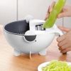 New 9 in 1 Multi-function Magic Rotate Vegetable Cutter with Drain Basket Large Capacity Vegetable Cutter Portable Slicer Chopper Grater Veggie Shredd