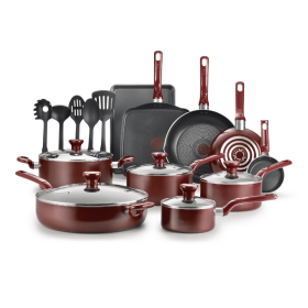 Care Nonstick Cookware, 20 Piece Set, Dishwasher Safe (Color: Red)