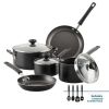 12-Piece Easy Clean Nonstick Pots and Pans/Cookware Set, Black