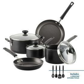 12-Piece Easy Clean Nonstick Pots and Pans/Cookware Set, Black (Color: Black)